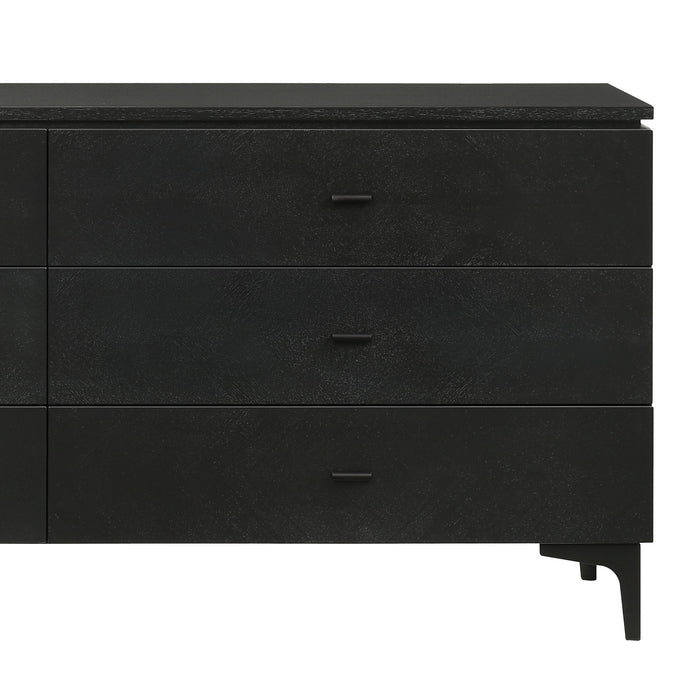 Legend - 6 Drawer Dresser With Metal Legs - Black Glaze Ash - Simple Home Plus