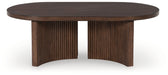Korestone - Dark Brown - Oval Cocktail Table - Simple Home Plus