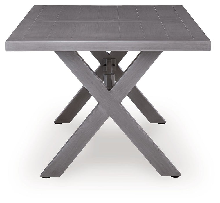 Half Moon Beach - Rectangular Dining Table With Umbrella Option - Gray - Simple Home Plus