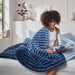 Avril - Full/Queen Fluffy Ribbed Plush Comforter Set - Blue Ombre - Simple Home Plus