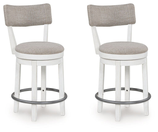 Robbinsdale - Antique White - Upholstered Swivel Barstool (Set of 2) - Simple Home Plus