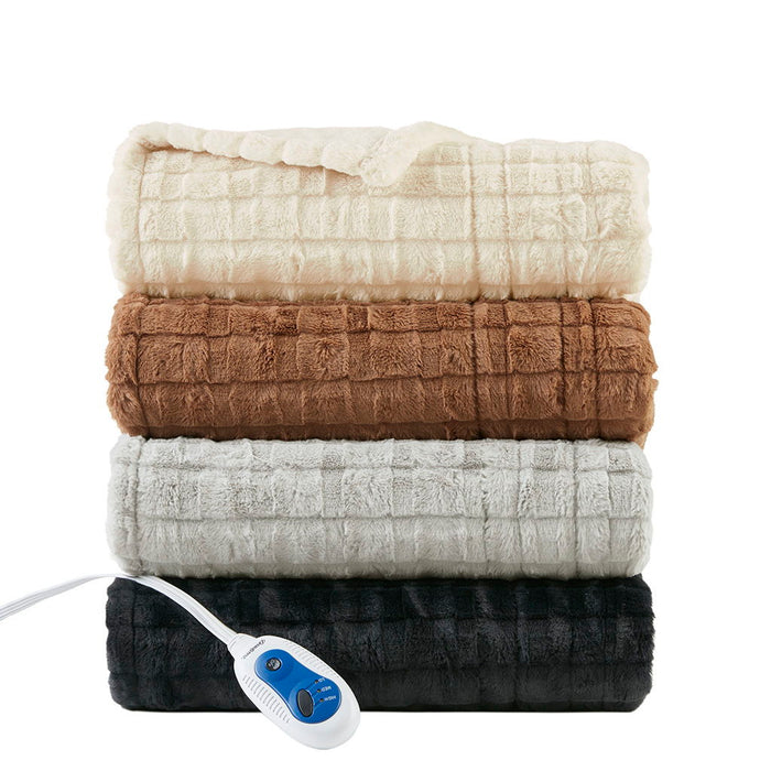 Zuri - Oversized Heated Throw - Ivory Texture - Simple Home Plus