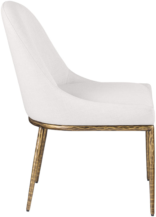 Ferro - Linen Textured Performance Fabric Upholstered Dining Side Chair - Cream / Brushed Gold - Simple Home Plus
