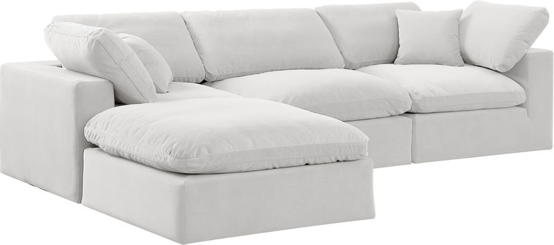 Comfy - 4 Piece Velvet Modular Sectional With Chaise - White