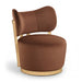 Elara - Velvet Upholstered Swivel Accent Chair - Stained Natural - Simple Home Plus