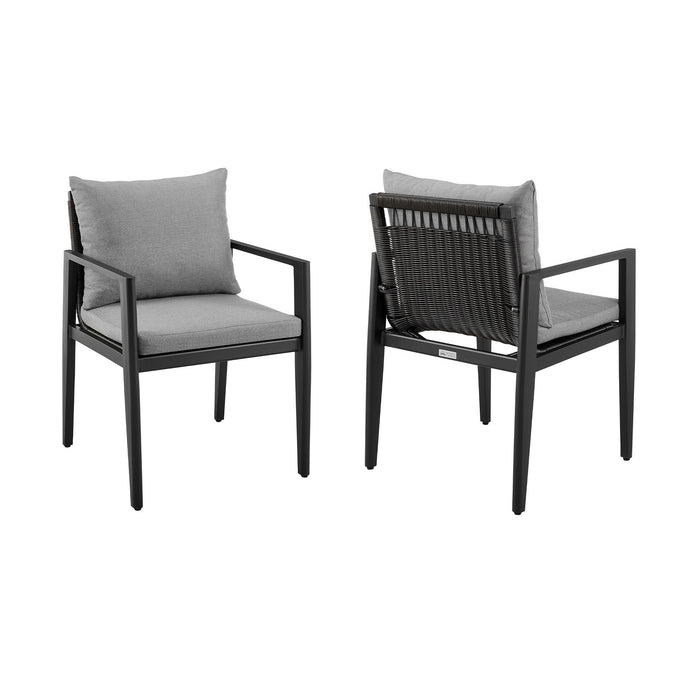 Cayman - Outdoor Patio Dining Chairs With Arms In Aluminum With Gray Cushions - (Set Of 2) - Simple Home Plus
