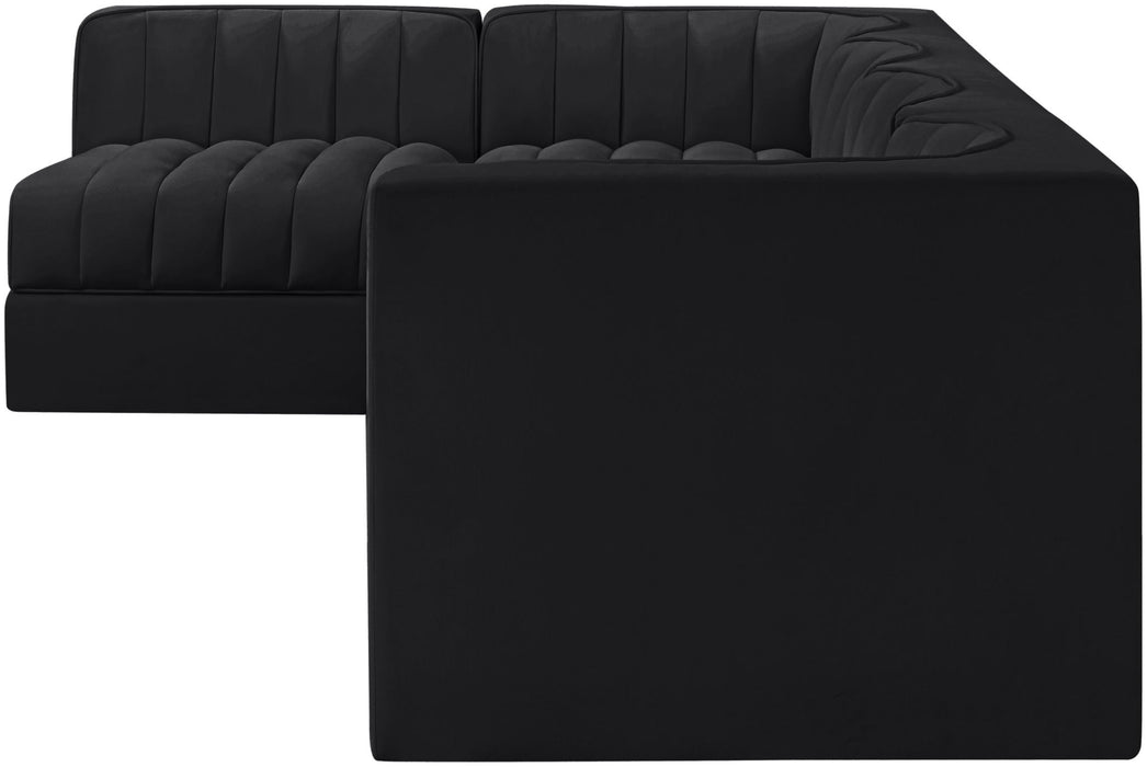 Rummi - Velvet Performance Fabric Upholstered 5 Piece Modular Sectional, L-Shaped (Right) - Simple Home Plus