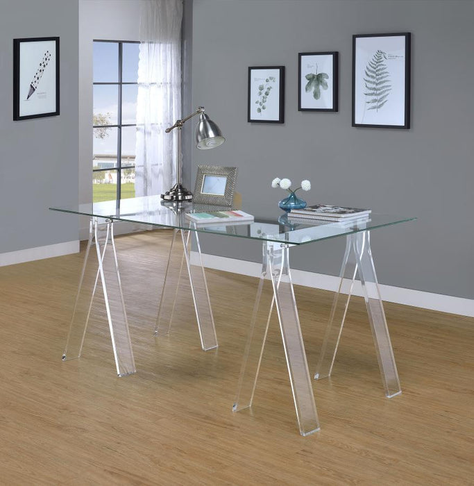 Amaturo - Glass Top Acrylic Writing Desk - Clear - Simple Home Plus