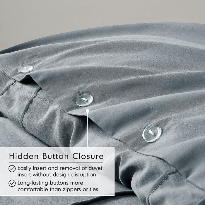 Porter - Full Soft Washed Pleated Duvet Cover Set - Blue / Gray - Simple Home Plus
