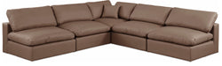 Comfy - 5 Piece Faux Leather Modular Corner Armless Sectional - Simple Home Plus