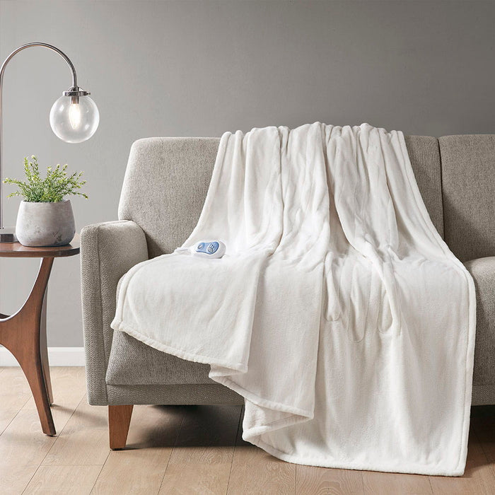 Heated Plush - Throw - Ivory - Simple Home Plus