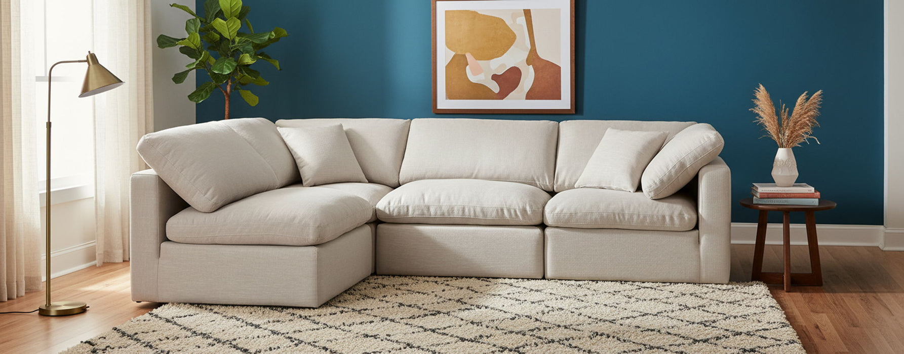 Indulge - Linen 4 Piece Modular Sectional - Simple Home Plus
