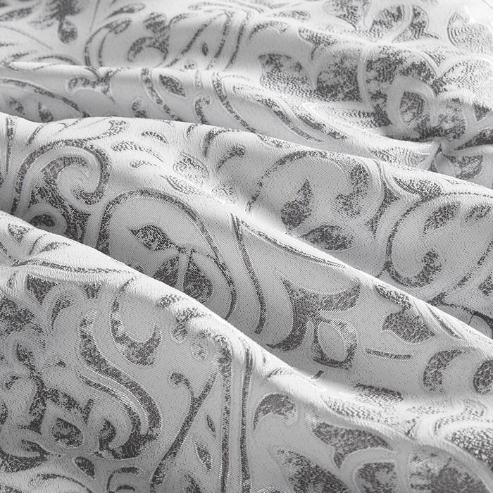 Emilia - 12 Piece Jacquard Comforter Set With Bed Sheets - Pearl Silver - Simple Home Plus