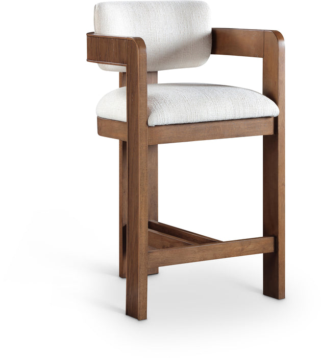 Sacha - Linen Stool With Brown Base - Simple Home Plus