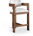 Sacha - Linen Stool With Brown Base - Simple Home Plus