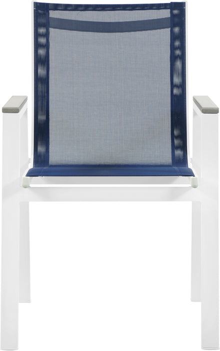 Nizuc - Outdoor Patio Dining Arm Chair With White Frame And Gray Arms (Set of 2) - Simple Home Plus