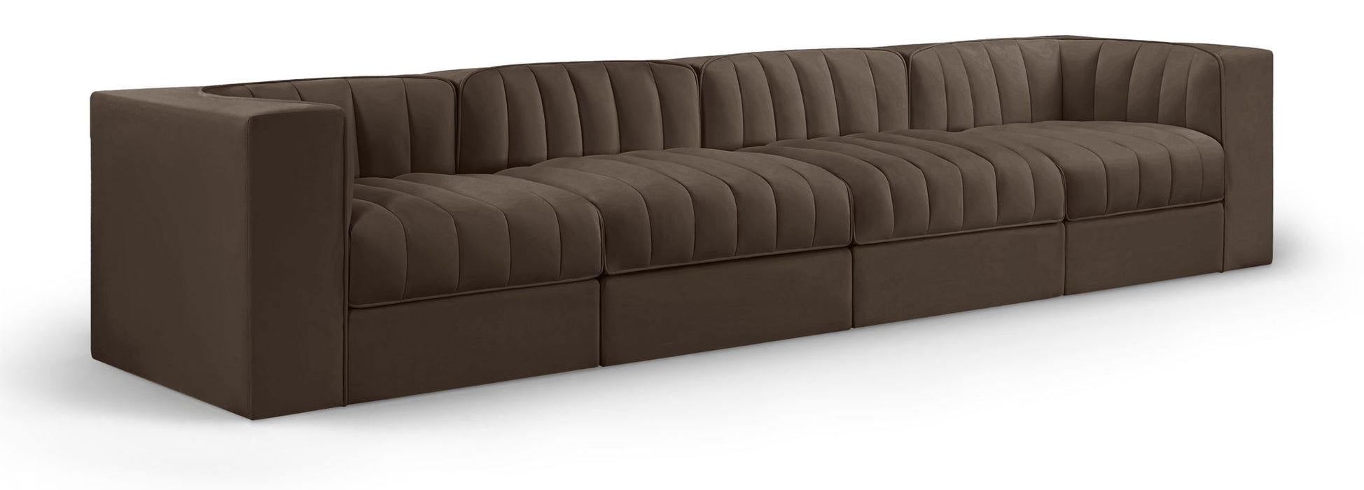 Rummi - Velvet Performance Fabric Upholstered 4 Piece Modular Sofa - Simple Home Plus