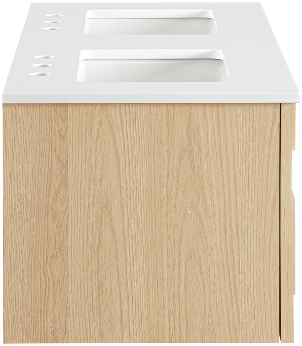 Leonardo - Engineered Stone And Solid Wood 24" Wall Mounted Bathroom Vanity - Simple Home Plus
