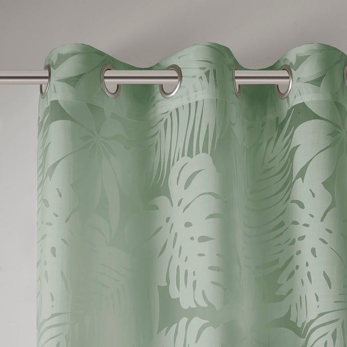 Leilani - Palm Leaf Burnout Window Sheer - Sage Green - Simple Home Plus