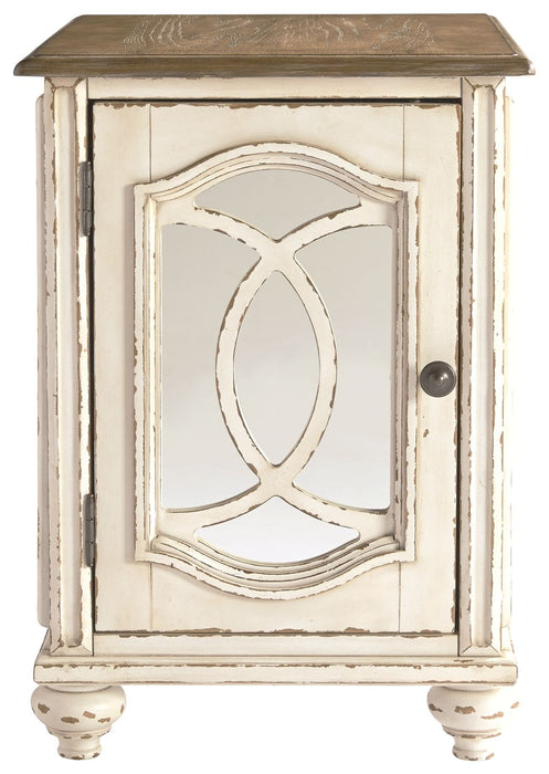 Realyn - White / Brown - Chair Side End Table - Insert Mirror - Simple Home Plus