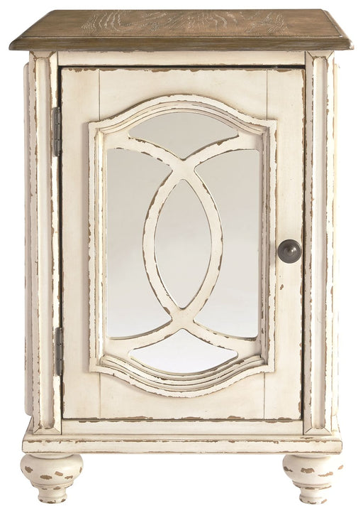 Realyn - White / Brown - Chair Side End Table - Insert Mirror - Simple Home Plus