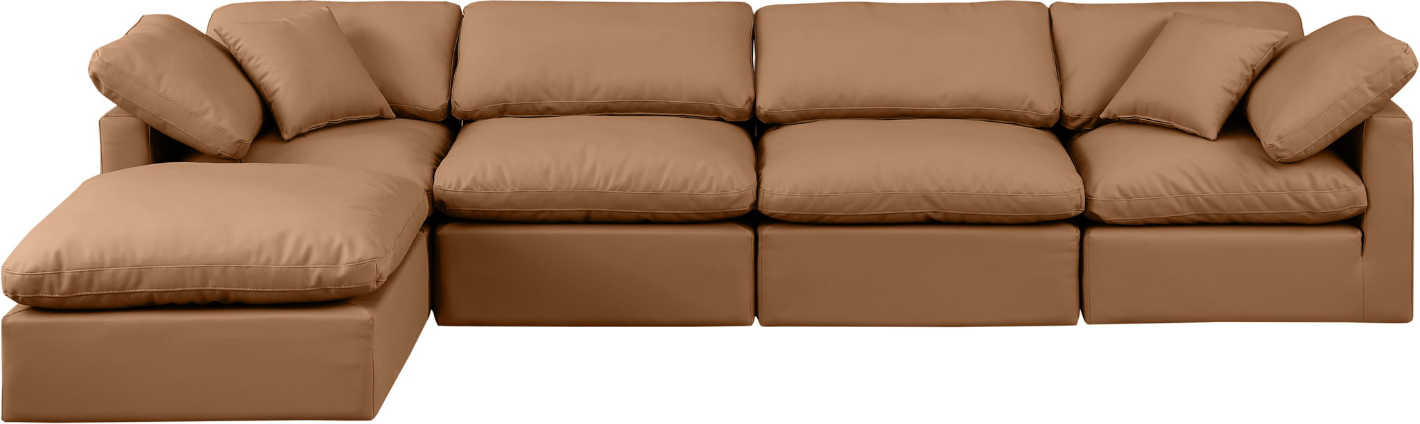 Indulge - Faux Leather 5 Piece Modular Sectional With Chaise - Simple Home Plus