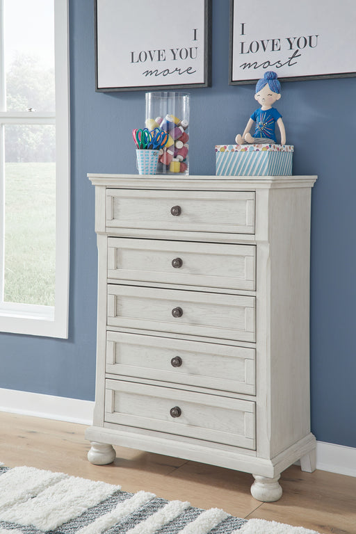 Robbinsdale - Antique White - Five Drawer Chest - Youth - Simple Home Plus