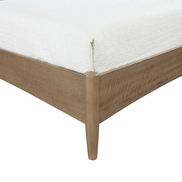 Santos - Vegan Leather Headboard And Wood Bed - Waxed Brown Frame - Simple Home Plus