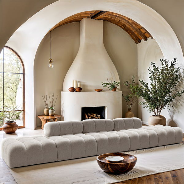 Ames - 5 Piece Boucle Upholstered Modular Sofa With 2 Armless Seats