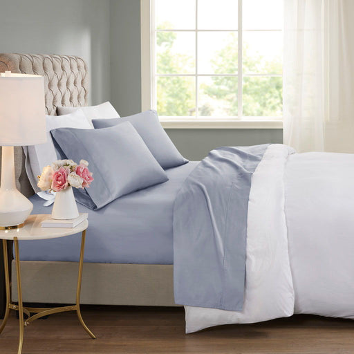600 Thread Count - Cooling Cotton Blend 4 Piece Sheet Set - Blue - Simple Home Plus