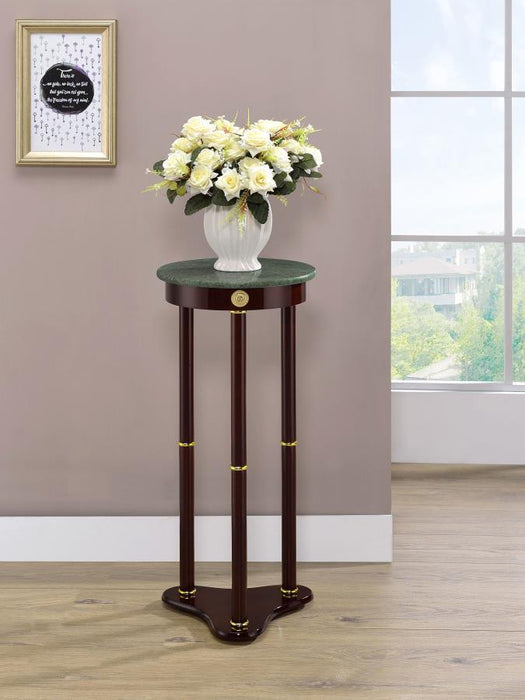 Edite - Round Marble Top Accent Side Table - Merlot - Simple Home Plus