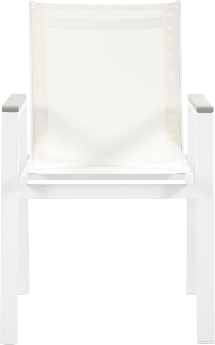 Nizuc - Outdoor Patio Dining Arm Chair With White Frame And Gray Arms (Set of 2) - Simple Home Plus