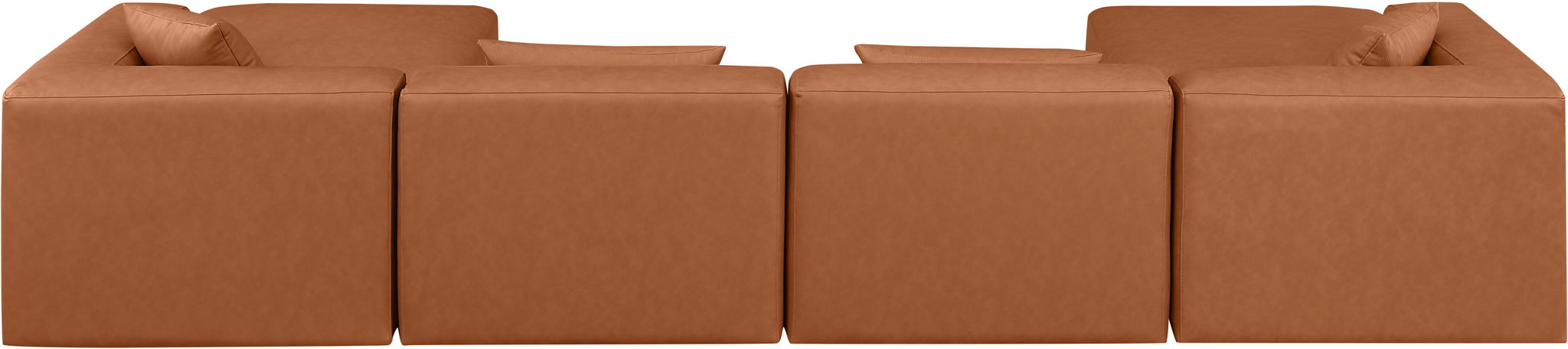 Cube - 6 Piece Modular Double Chaise Sectional - Cognac - Simple Home Plus