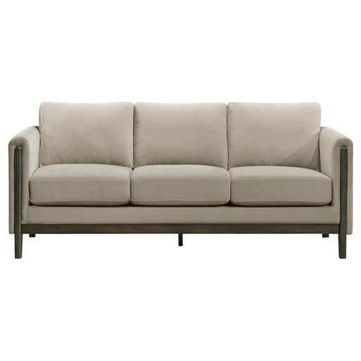 Islington - Fabric Upholstered Panel Arm Sofa - Taupe - Simple Home Plus