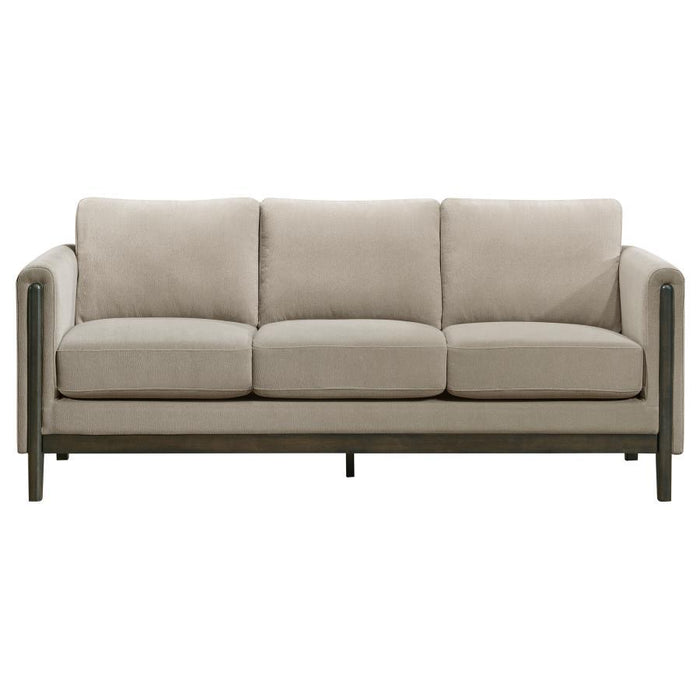 Islington - Fabric Upholstered Panel Arm Sofa - Taupe - Simple Home Plus