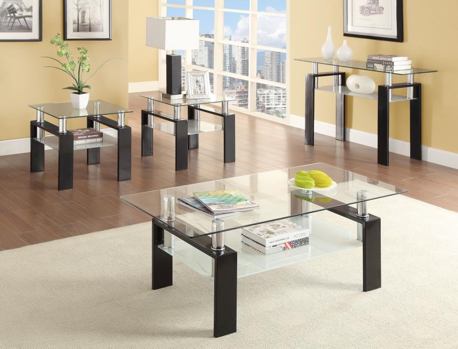 Dyer - 1-Shelf Rectangular Glass Top Table - Simple Home Plus