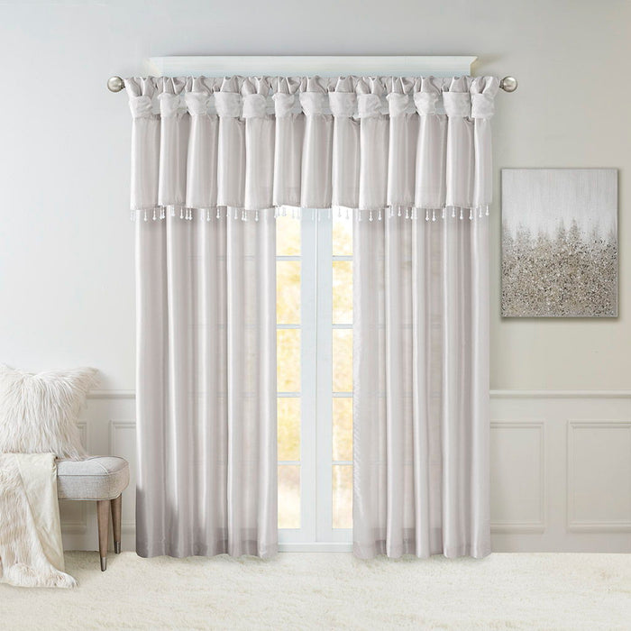 Emilia - 95" Twist Tab Lined Window Curtain - Silver - Simple Home Plus