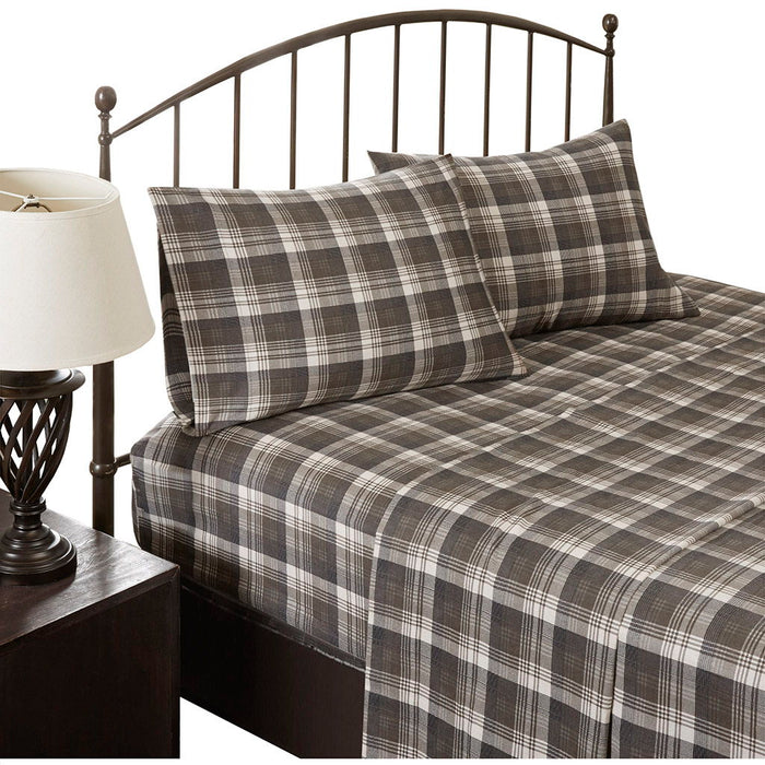 Flannel - King Sheet Set - Brown Plaid - Simple Home Plus