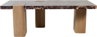 Ravenna - Marble/Stone Coffee Table - Burgundy - Simple Home Plus
