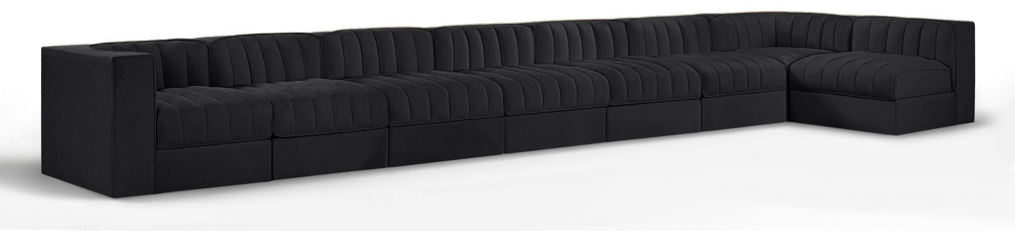 Rummi - Velvet Performance Fabric Upholstered 8 Piece Modular Sectional, L-Shaped (Right) - Simple Home Plus