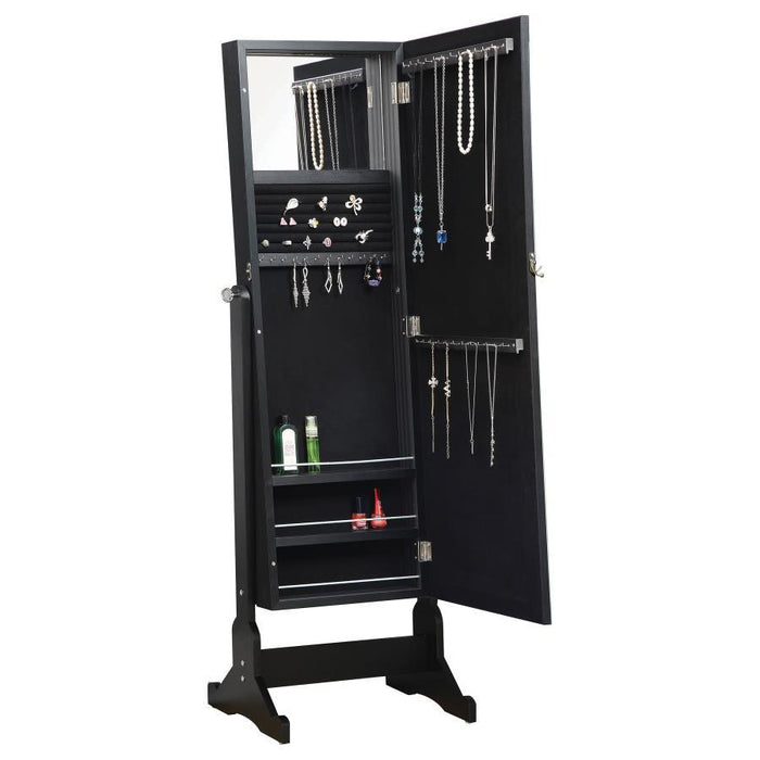 Cortez - Cheval Mirror With Jewelry Storage - Black - Simple Home Plus