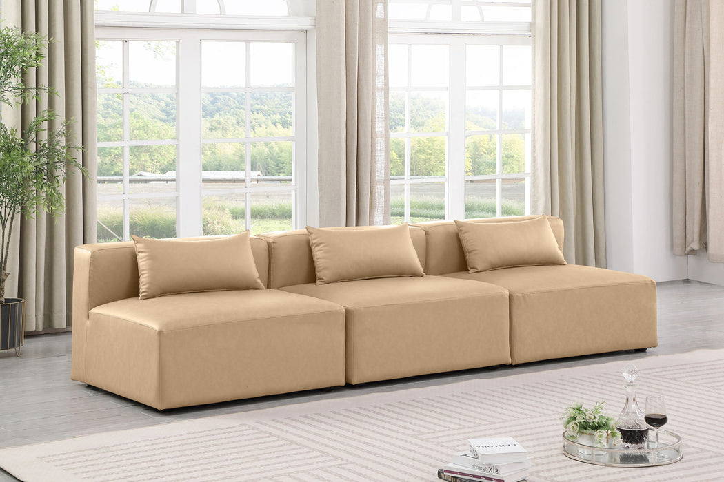 Cube - Modular 3 Piece Armless Sofa - Tan - Simple Home Plus