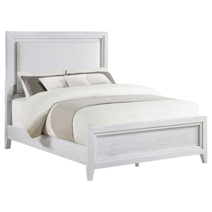 Marielle - California King Headboard Panel Bed - Distressed White - Simple Home Plus