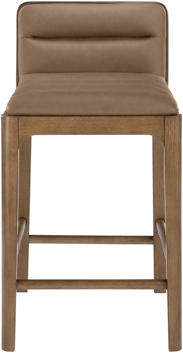 Ellis - Vegan Leather Upholstered Counter Stool (Set of 2) - Brown Base - Simple Home Plus