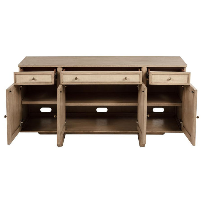 Kailani - 4-Door Cane Sideboard Buffet Cabinet - Beige Oak - Simple Home Plus