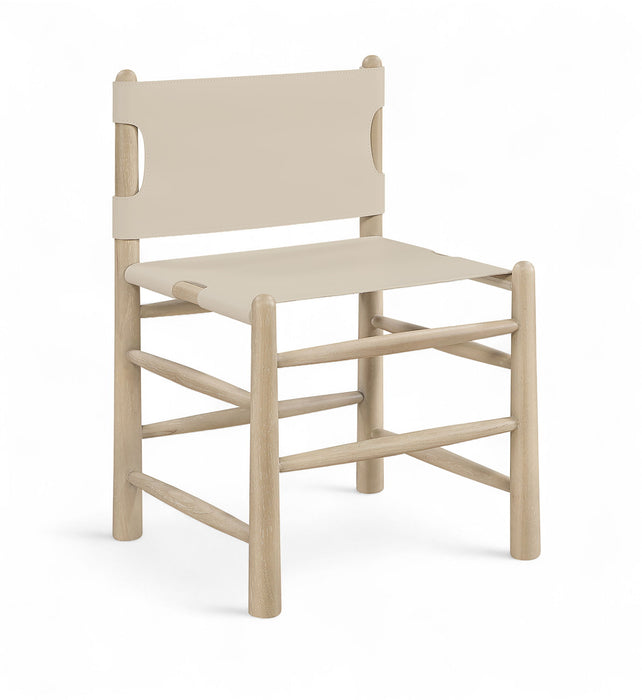 Santos - Vegan Leather Upholstered Dining Chair With Stained Natural Base (Set of 2) - Simple Home Plus