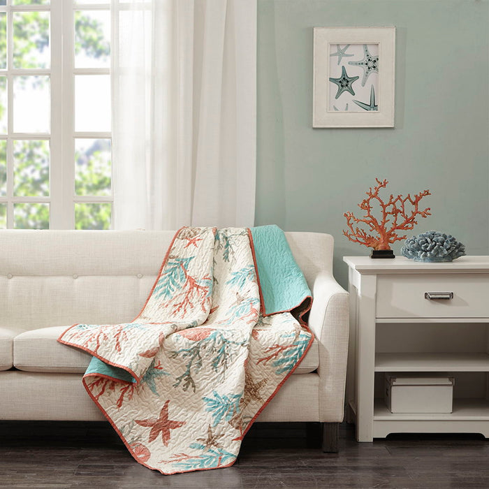 Pebble Beach - Oversized Quilted Throw - Coral - Simple Home Plus
