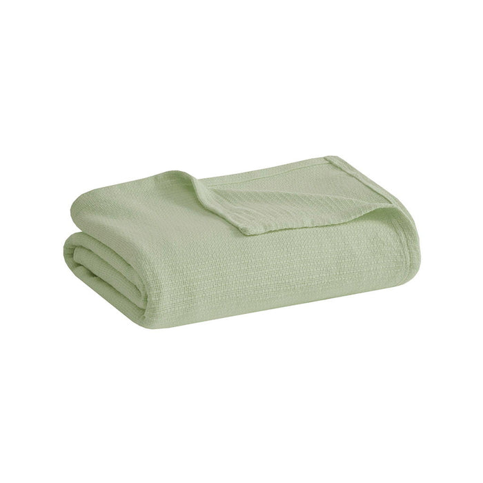 Freshspun Basketweave - Twin Cotton Blanket - Green