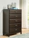 Vanmore - Dark Brown - Five Drawer Chest - Simple Home Plus