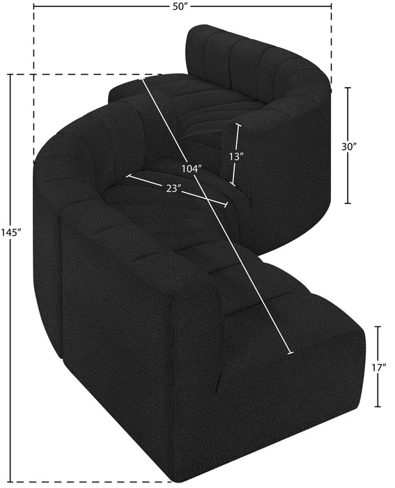 Arc - Boucle Fabric 6 Piece Modular Sofa - Black